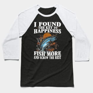 Fishing Key To Happiness Baseball T-Shirt